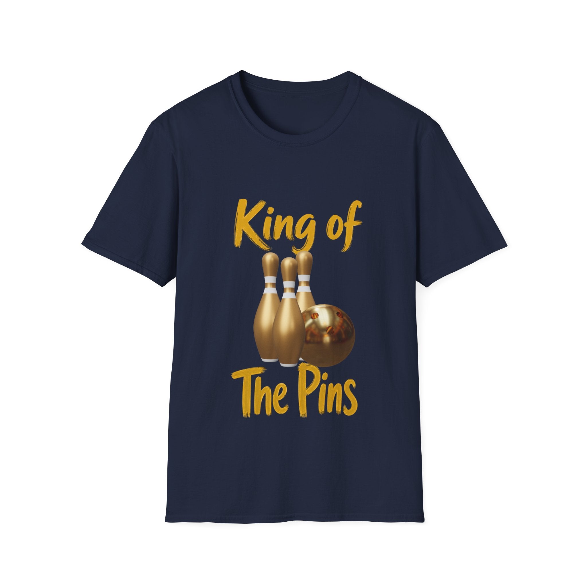 Fun King of the Pins Bowling T-Shirt, Soft Style Bowling Lover Tee