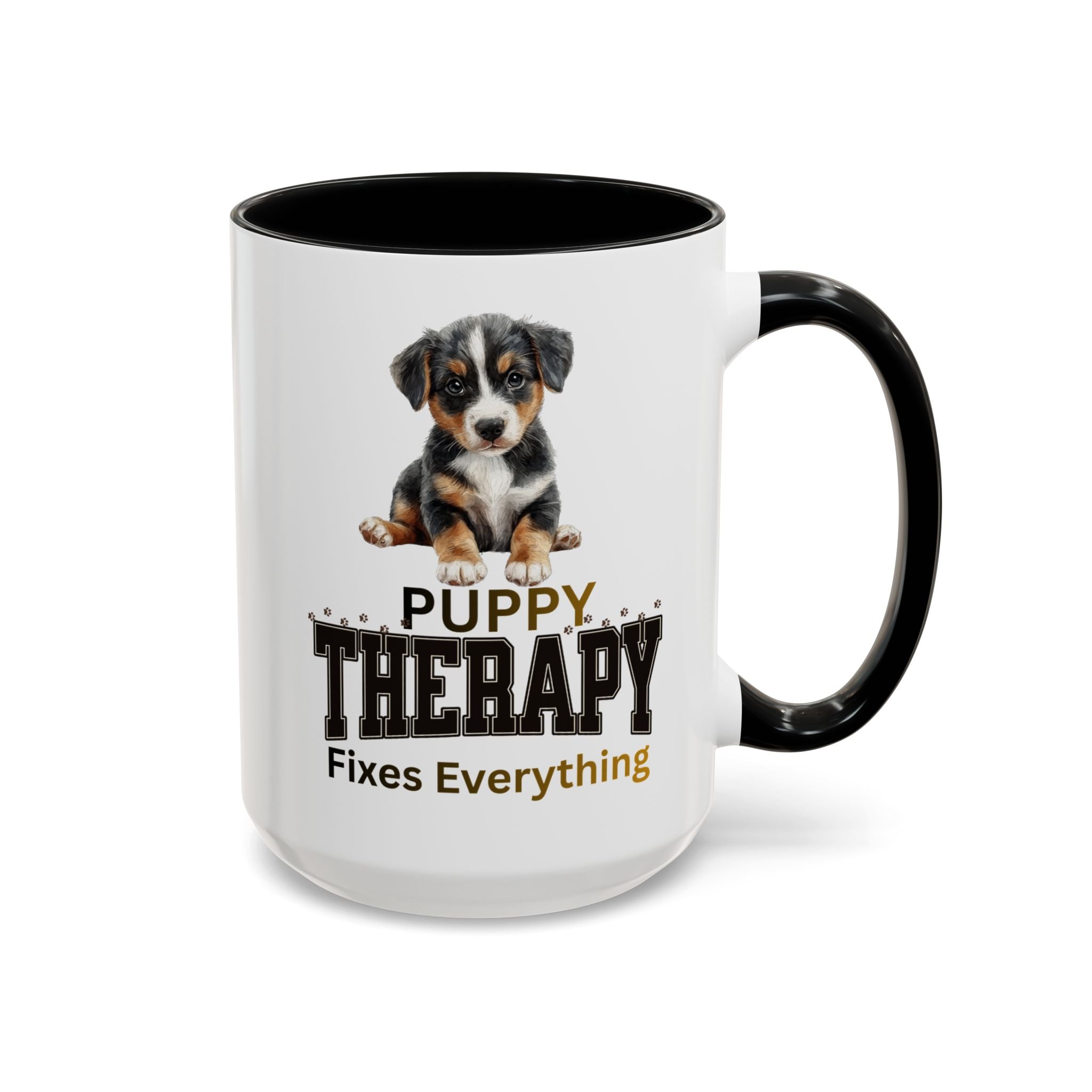 Puppy Therapy Ceramic Coffee Mug, 15 oz Ceramic Puppy Mug, Dog Lover Cup, Pet lover Gift
