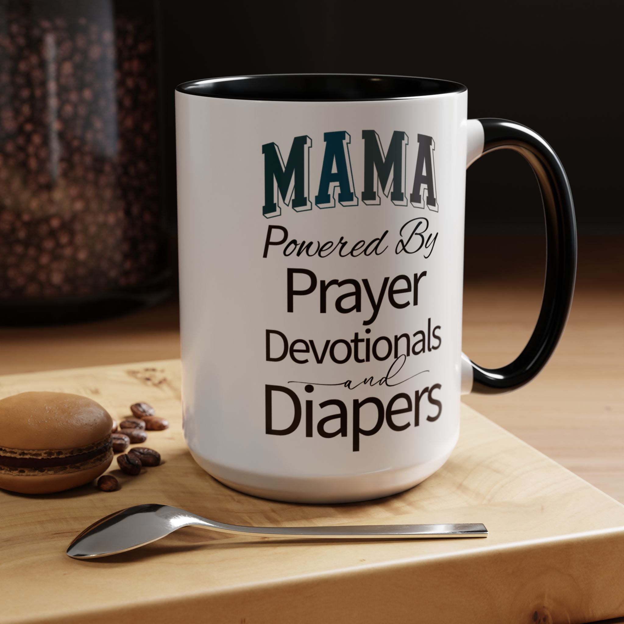 Powered by Prayer Diapers and Devotionals Mama Mug