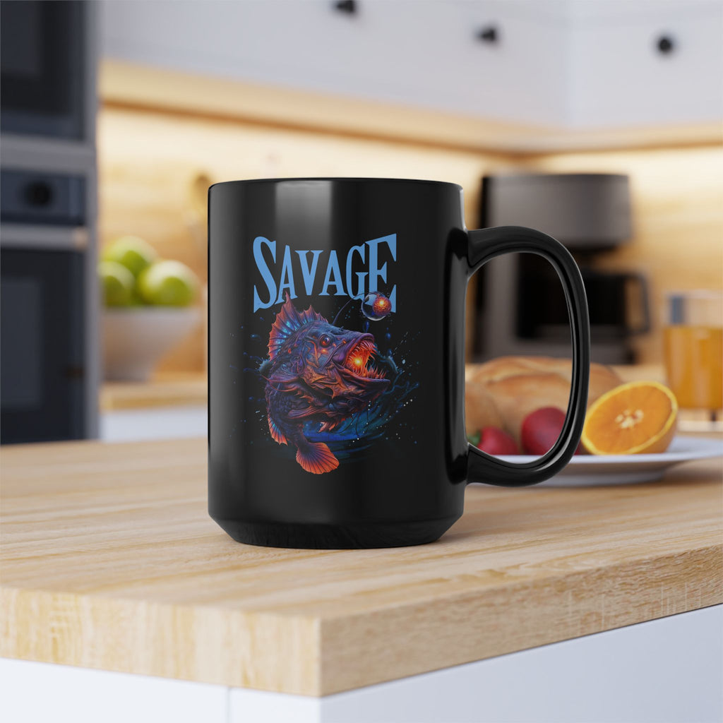 Savage Fish Coffee Mug, Graphic Aquatic Lover Mug