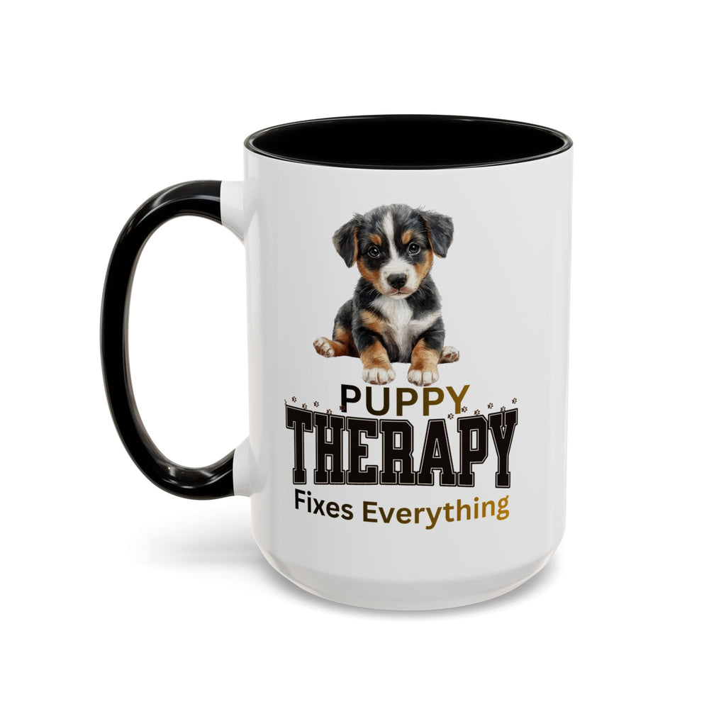 Puppy Therapy Ceramic Coffee Mug, 15 oz Ceramic Puppy Mug, Dog Lover Cup, Pet lover Gift