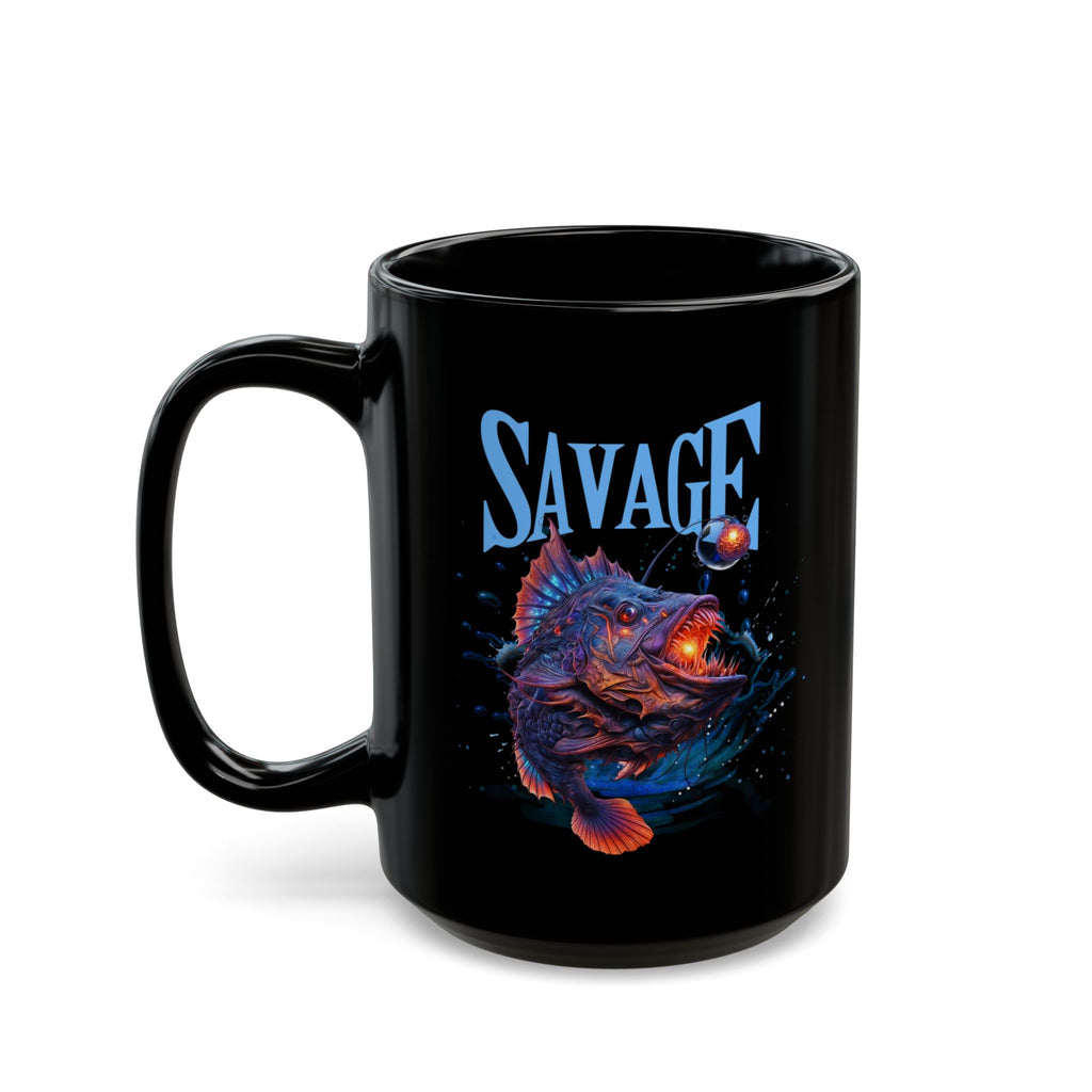Savage Fish Coffee Mug, Graphic Aquatic Lover Mug