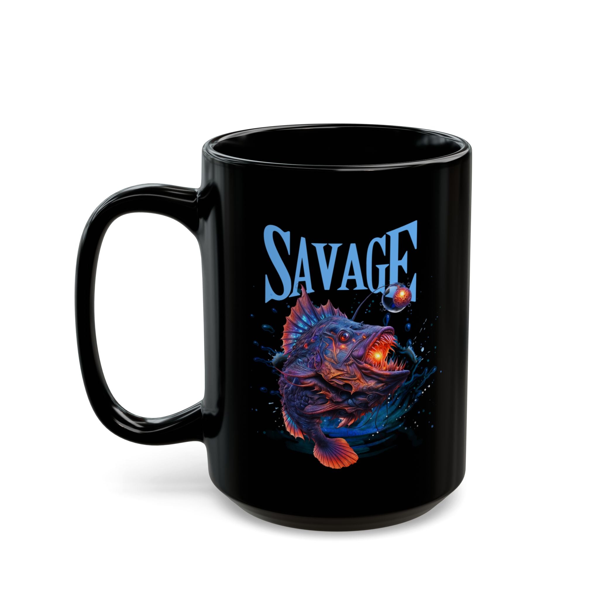 Savage Fish Coffee Mug, Graphic Aquatic Lover Mug